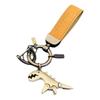 1Pcs Little Dinosaur Car Keychain Motorcycle Decoration Accessories Single Leather Woven Rope Metal Keyring Handbag Pendant