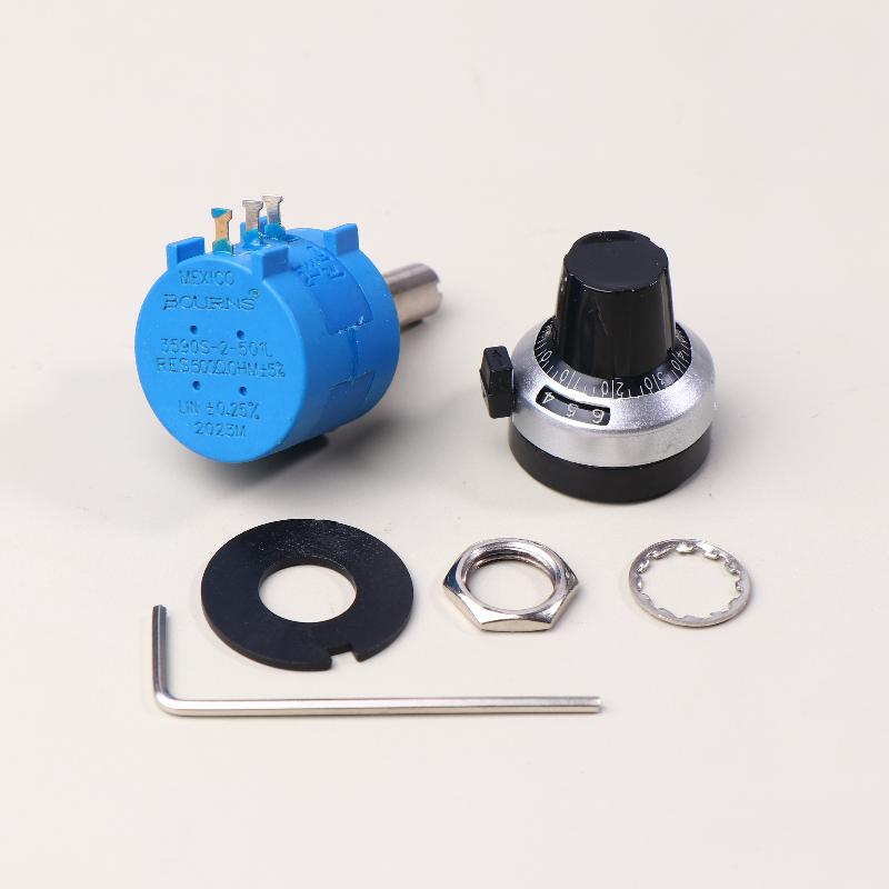 1Set 3590S Precision Multiturn Potentiometer Kit - 10 Ring Adjustable Resistor + Rotary Knob & Counting Dial