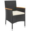Vidaxl 3-Cz. Garden Bistro Furniture Set With Cushions, Black