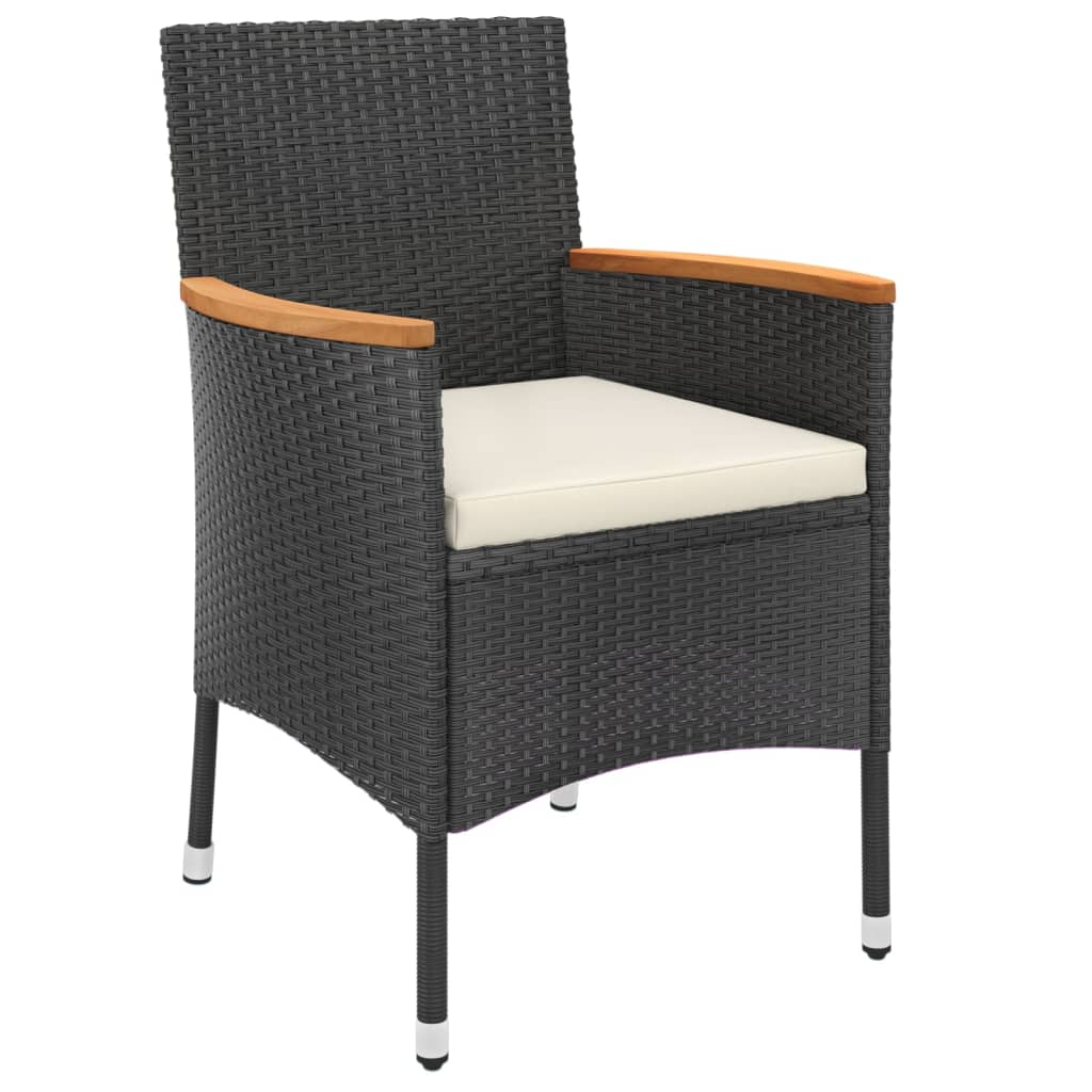 Vidaxl 3-Cz. Garden Bistro Furniture Set With Cushions, Black