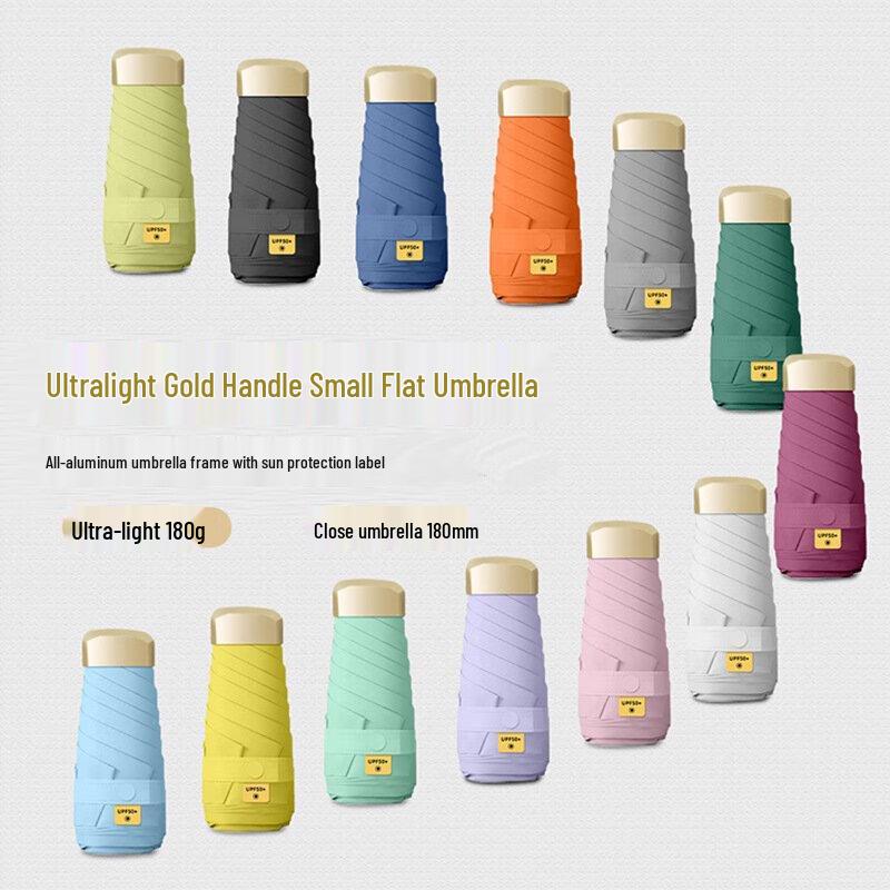 YICAI Mini Ultralight 5-Fold Aluminum Sun & Rain Umbrella 2-Pack