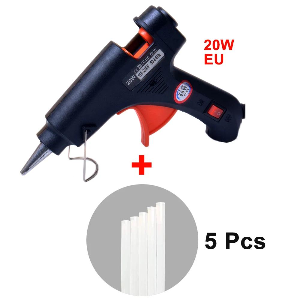 20W Hot Melt Glue Gun DIY Mini Household Industrial Guns Heat Temperature Thermo EU Electric Repair Tool Use 7mm Glue Sticks