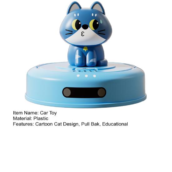 Cat Robotic Vacuum Cleaner Car Toy Inertial Drive Pull Back Cartoon Kitten Sweeper Vehicle Educational Toy Toddlers Boys Girls Gift
