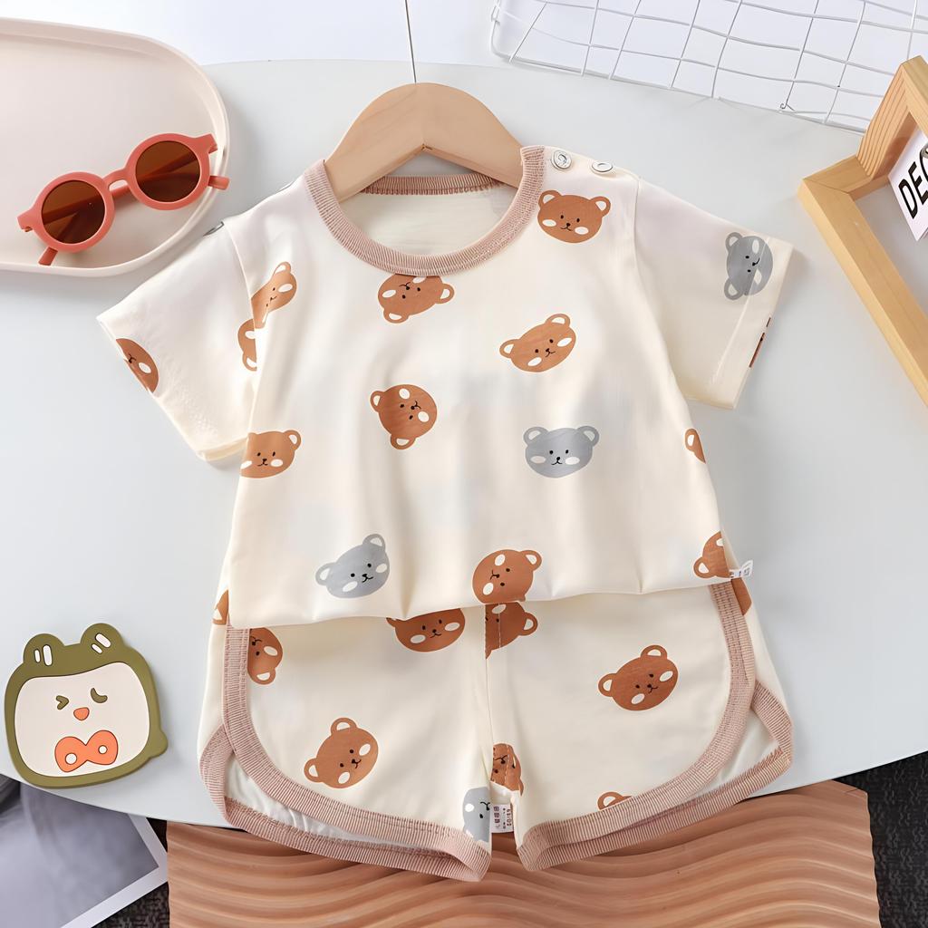 2Pcs/Set Summer Baby Set Cotton Cartoon Casual Childrens Suit Baby Clothes Girl Boy T-shirt+Shorts Childrens Clothing