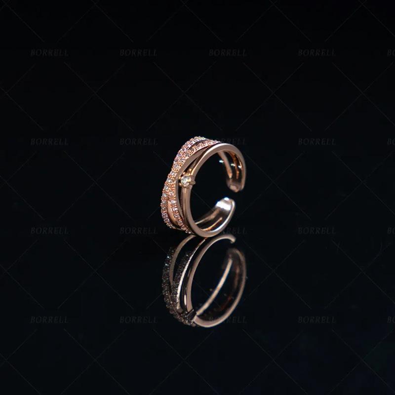 Zircon-studded Crown Open Ring, Multi-layer Luxury Style Ring, Suitable for Women, Versatile and Sweet. розового золота