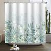Small Fresh Shower Curtain Hand Painted Plant Watercolor Waterproof Polyester Shower Curtain With Hooks For Bathroom Decoration