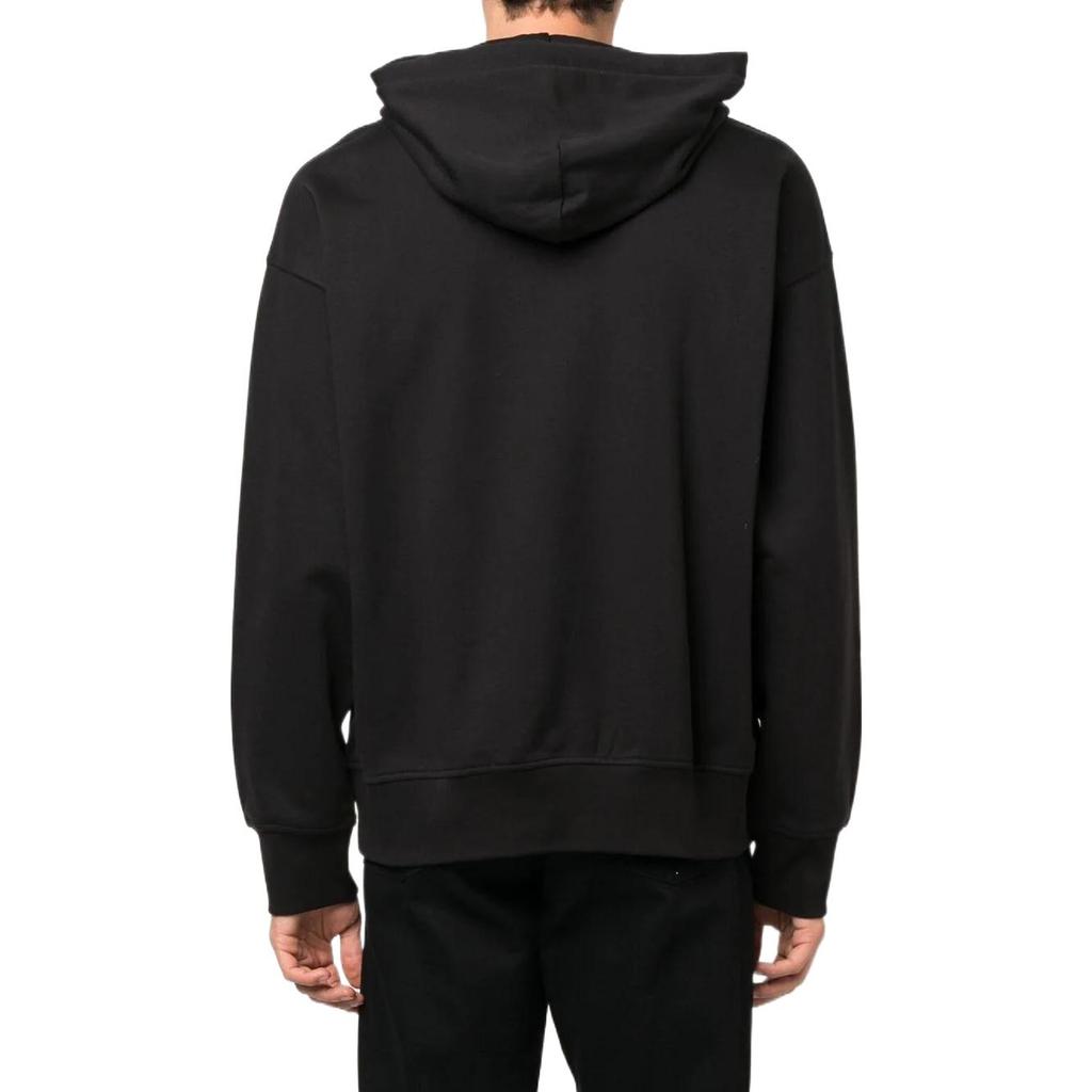 Versace FW22 Striped Letter Detail Hooded Drawstring Pullover Long Sleeve Sweatshirt Men sweatshirt Black 73GAIP10-CF00P-899