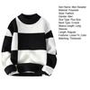 Men Autumn Winter Contrast Color Sweater O-neck Long Sleeve Thickened Warm Knitting Tops High Elastic Knitwear