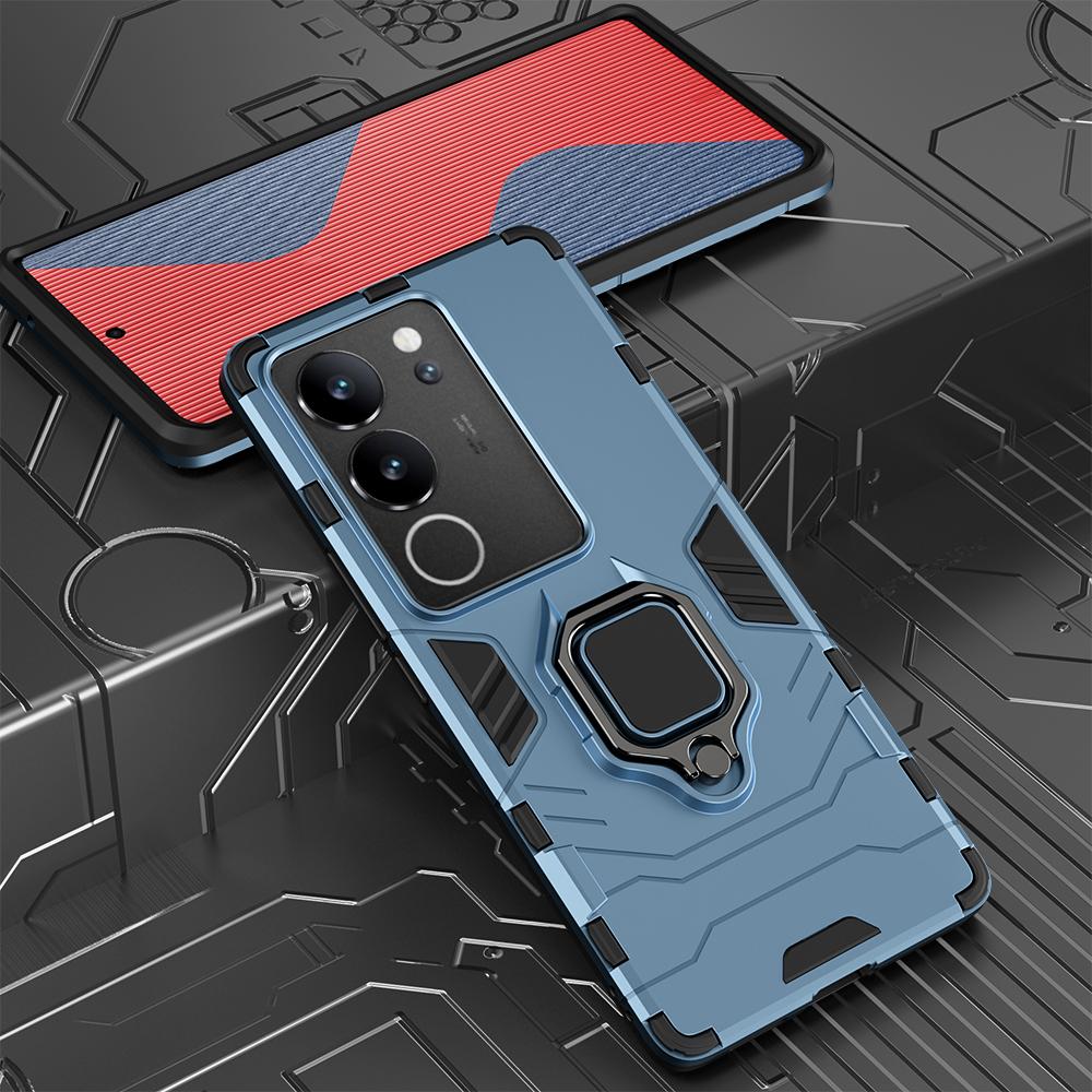 KEYSION Custodia Armatura Antiurto per VIVO V29 5G V27 V27e Silicone+PC Supporto Anello in Metallo Copertura Posteriore per Telefono per VIVO V25 5G V25e