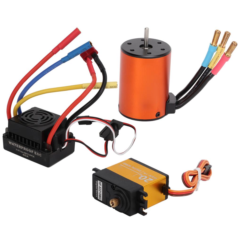 3650 3900KV Brushless Motor 60A ESC 20kg Steering Gear Set Upgraded Waterproof for 110RC Remote
