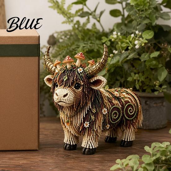 Step-by-step Bead Tutorial 3D Beaded DIY Craft Kit Mythical Highland Cow Tiny Decorative Animal Art