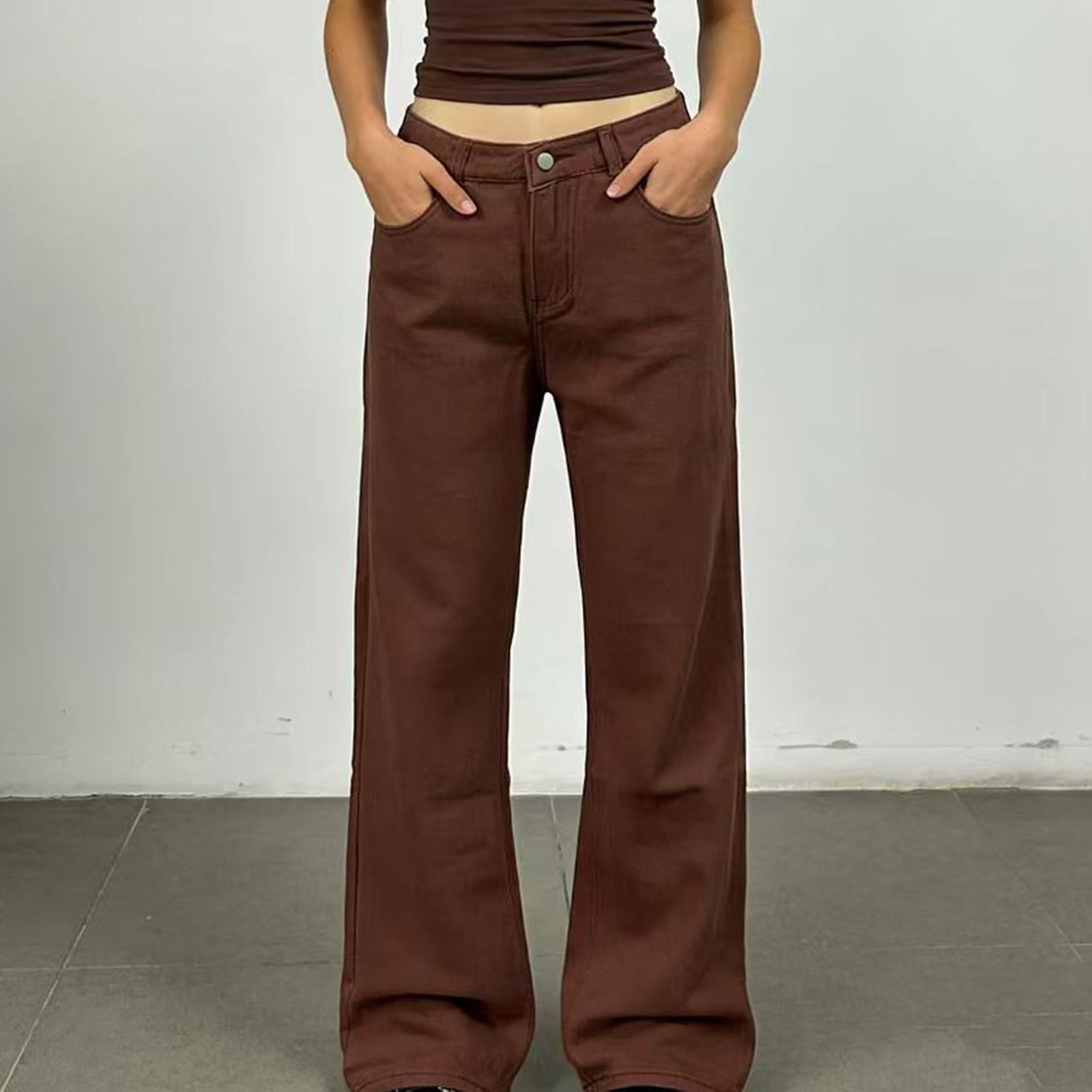 

Women s Mid- Stretch Jeans Fashion Straight Leg Denim Pants With Pockets XXL