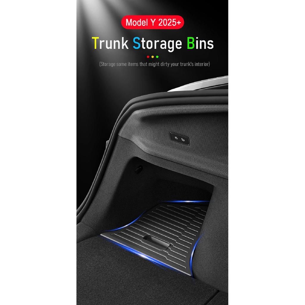 Trunk Side Storage Bins For Tesla Model Y Juniper 2026 2025 Cargo Compartment Organizer Bucket TPE Box & Carpet Lids Accessories
