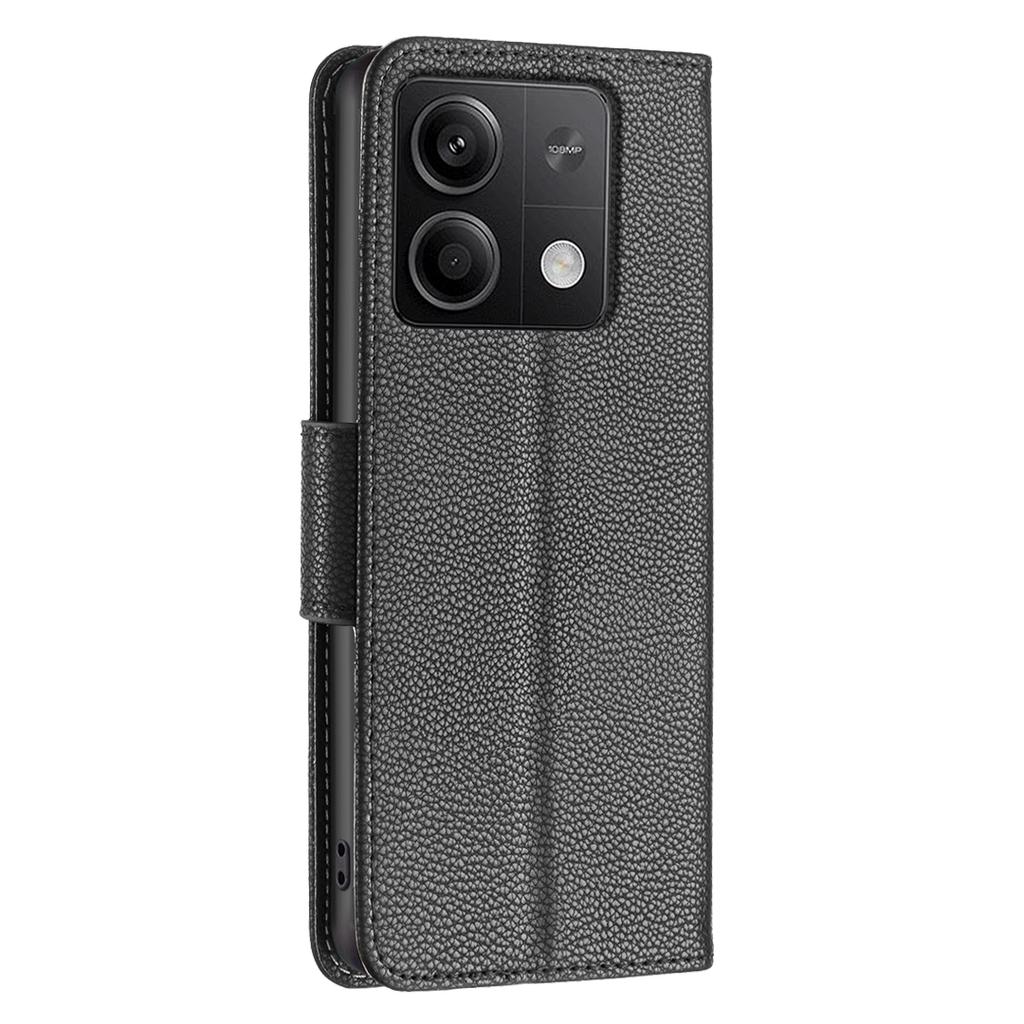 For Xiaomi Redmi Note 13 5G Wallet Case with Wrist Strap Litchi Texture Leather Phone Stand Cover
