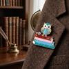 Sophisticated Vintage Owl Brooch Featuring Open Book Detail Lightweight Owl Pin Thoughtful Gift For Educators