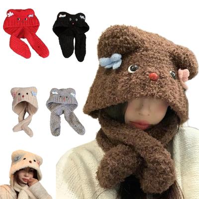 Bear Ears Hat Outdoor Ear Protecting Hat Travel Essential Hat Snowmen Hat for Cold Weather