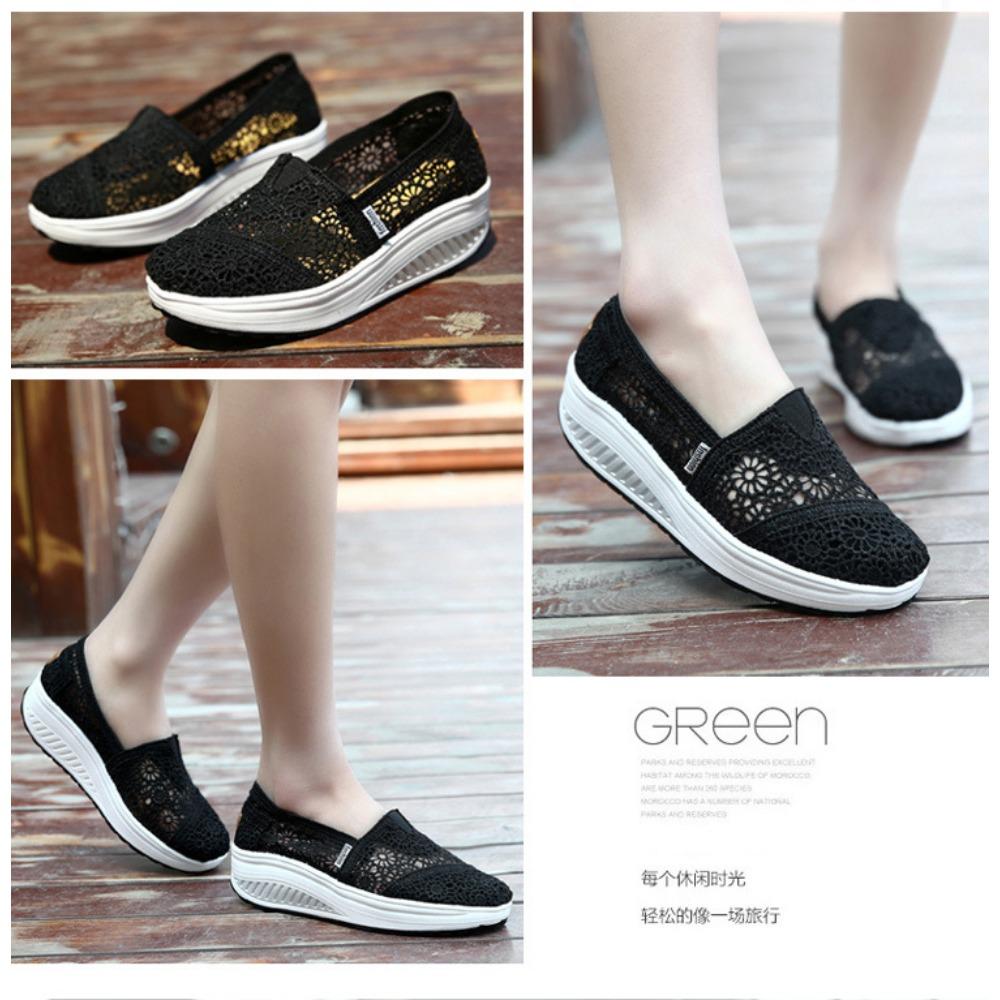 Summer canvas shoes, women's platform lese lace shoes, mesh cloth breathable, heightened small white shoes, flatform mesh shoes, women's single shoes