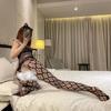 Sex Underwear One-piece Mesh Pajamas Suspender Hollow Large Size Shoulder Socks Hollow Crotch Sexy Passion Women