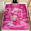 1PC Care Bears Print Flannel Blanket, High quality Comfortable for All Seasons, Home Decor, Warmth and Comfort, Perfect for Christmas Gifts