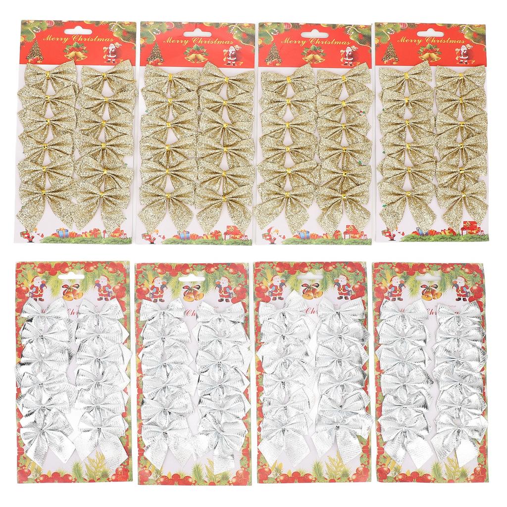 48pcs Xmas Tree Bow Decoration Miniature Xmas Tree Bow Ornament Hanging Xmas Garland Bows For Home P