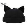 Leichter Modehut für Damen, Kappenhut ohne Schirm mit Katzenohren, Niedrige Schiebermütze, Verstellbare Skullcap, Stilvolle Unisex-Kappe für den täglichen Gebrauch, Schiffermütze