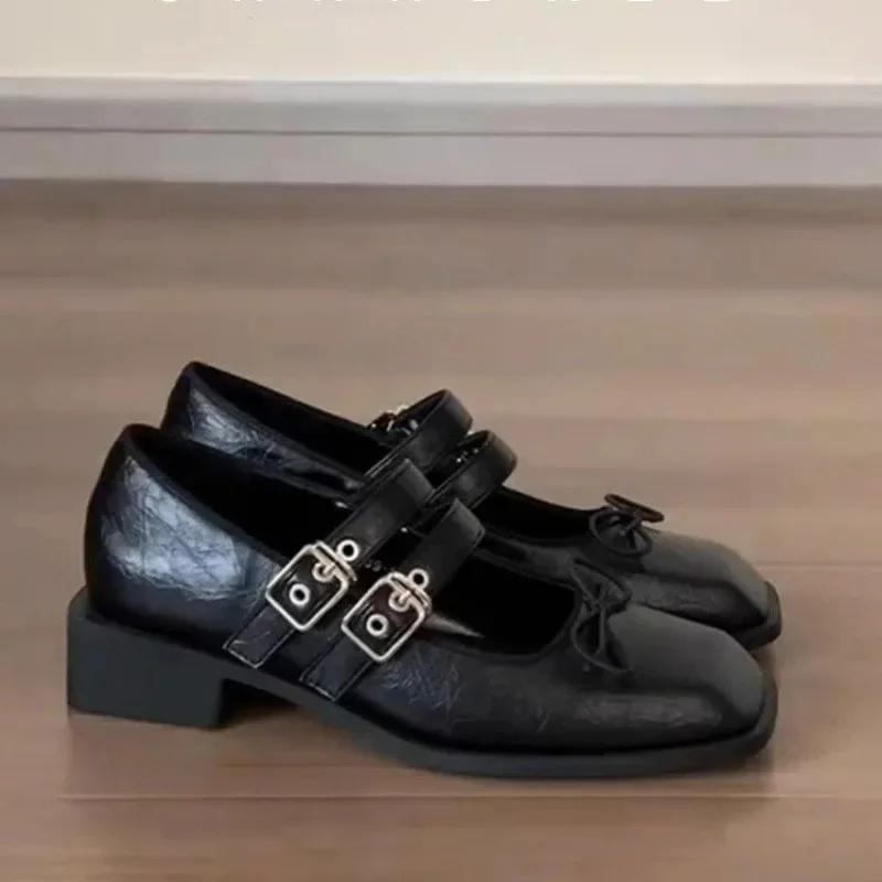 Designer Spring Women Mary Jane Shoes Fashion Square Toe Ladies Comfort Soft Sole Flats Women's Comfort Ballerinas Shoes