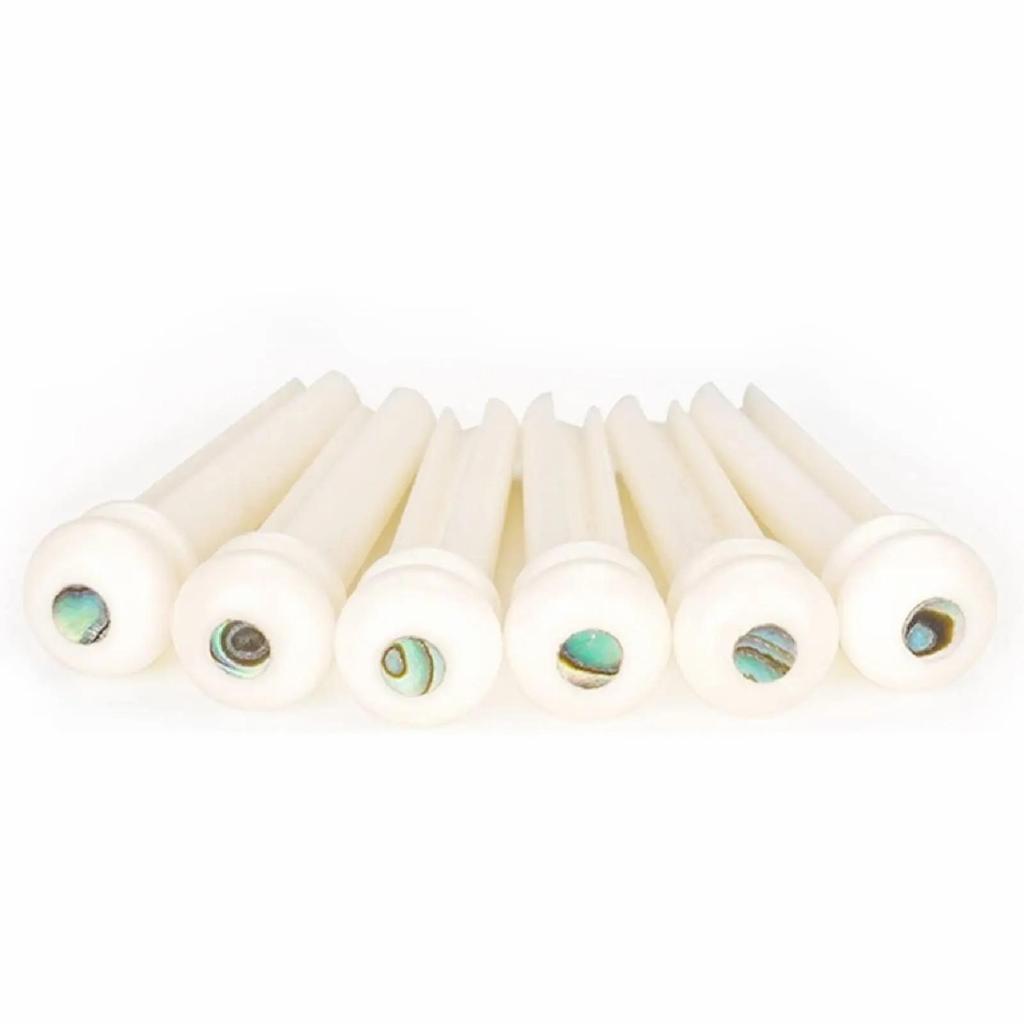 Acoustic Guitar Bridge Pins Miwayer Guitar Parts Real Bone Bridge Pegs with Shell Dot 6pcs