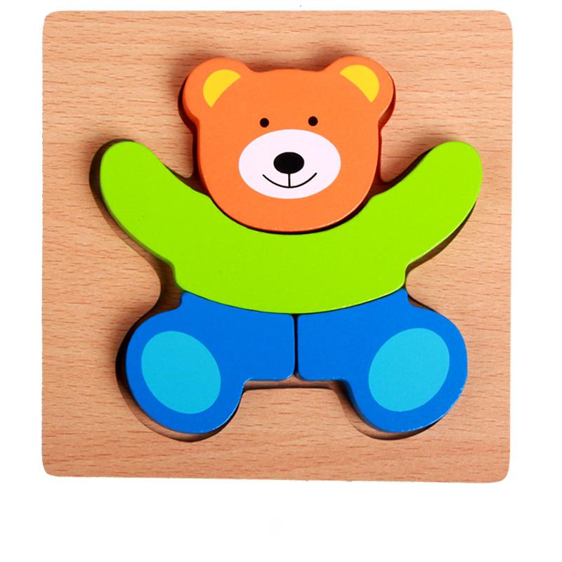 Montessorri Toys Education Wooden 3d Puzzle Cartoon Animals Learning Cognition Intelligence Puzzle Game Colorful Baby Toys Gifts