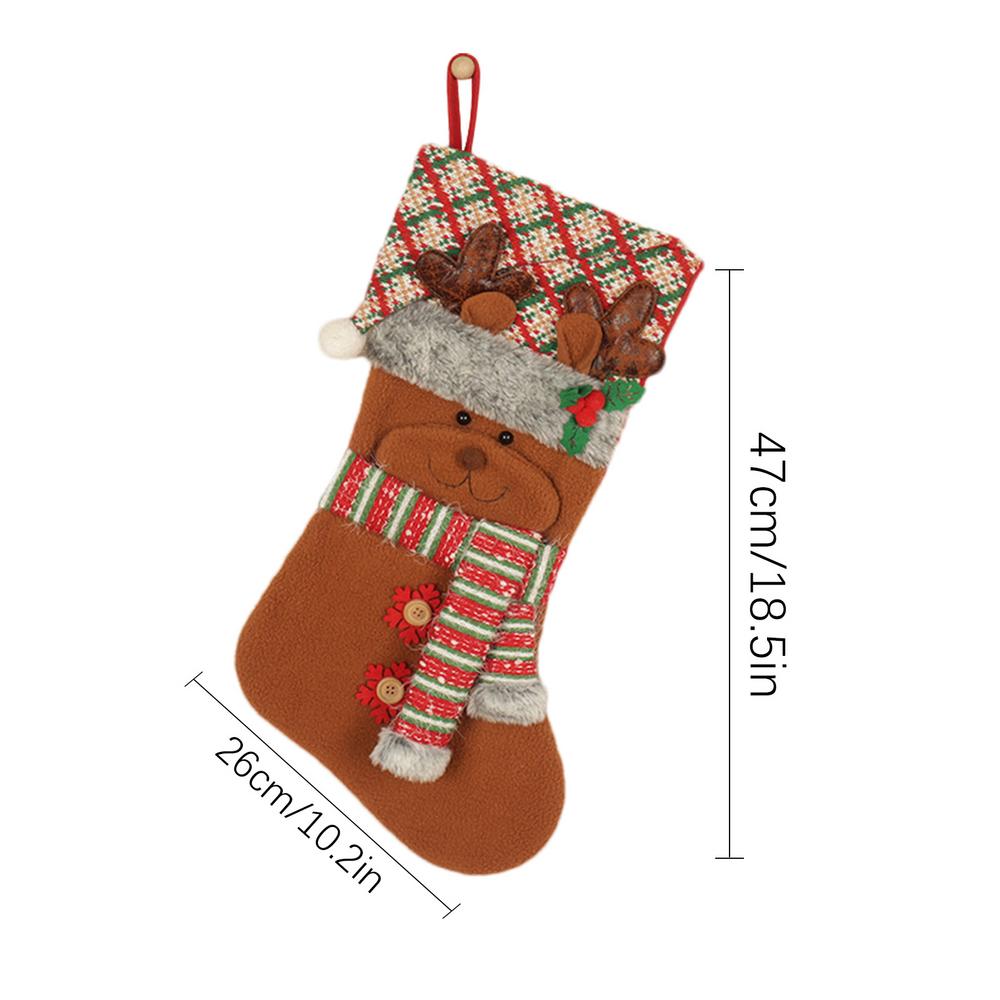 Stockings For Christmas 18.5 Inch Cute Stockings With 3D Pattern Reusable Christmas Goodie Bags For Kids Adults Candy Small Toys