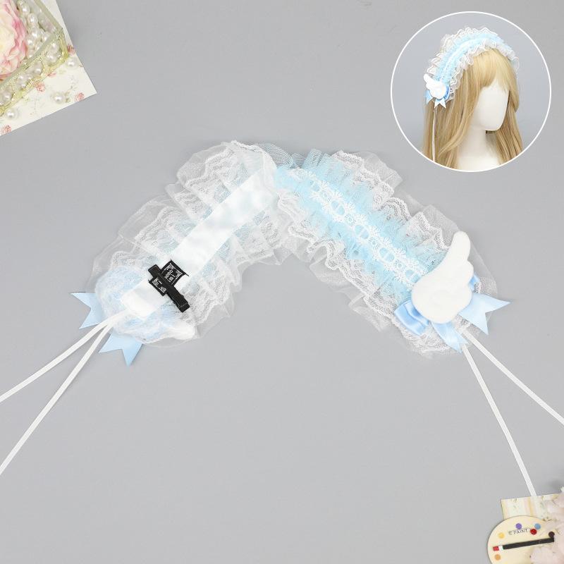 Handmade Bow Lace Headband Japanese Girl Lolita Hairpin Soft Cute Two-dimensional Headgear Cute Sister Hair Accessories