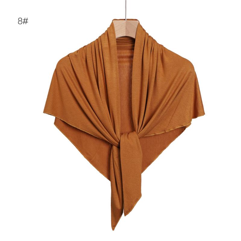 Ramadan Plain Solid Triangle Modal Jersey Hijab Winter Elasticity Muslim Shawls Scarf Maxi Wrap Snood Warm Stole Foulards Sjaal