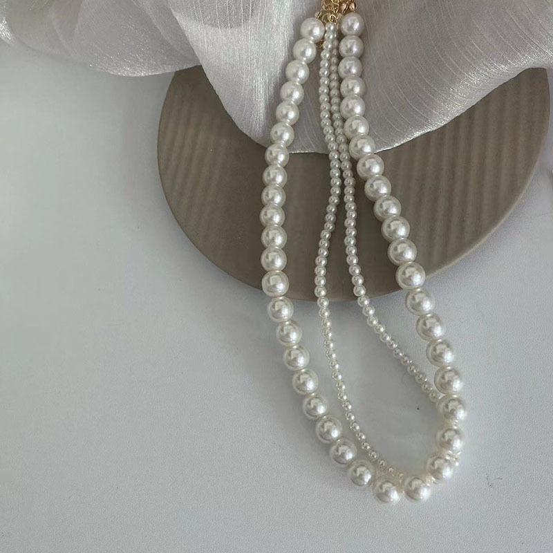 Baroque pearl layered necklace - versatile hong kong style ins-inspired choker necklace for women - trendy clavicle chain