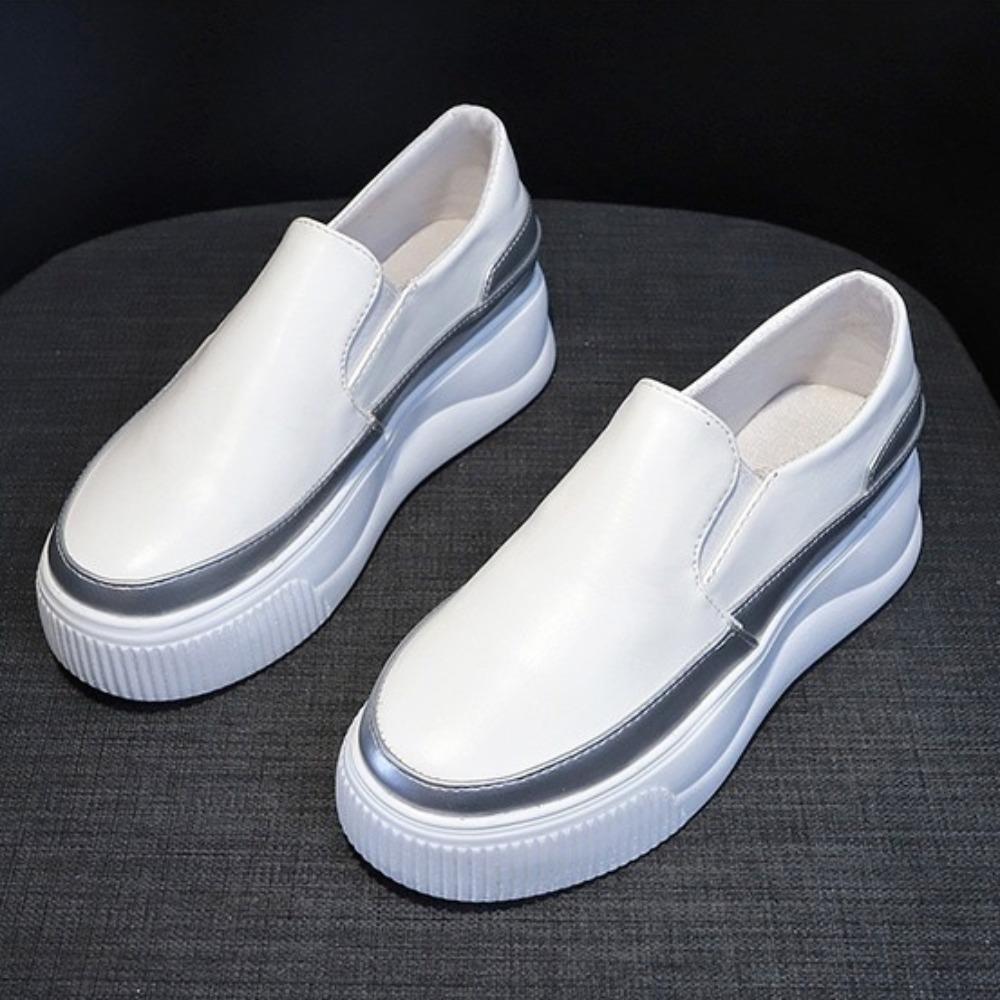 Fashion Loafers Women's Thick Soles Increase In Height White Shoes Women's Casual Shoes Height Increasing Shoes