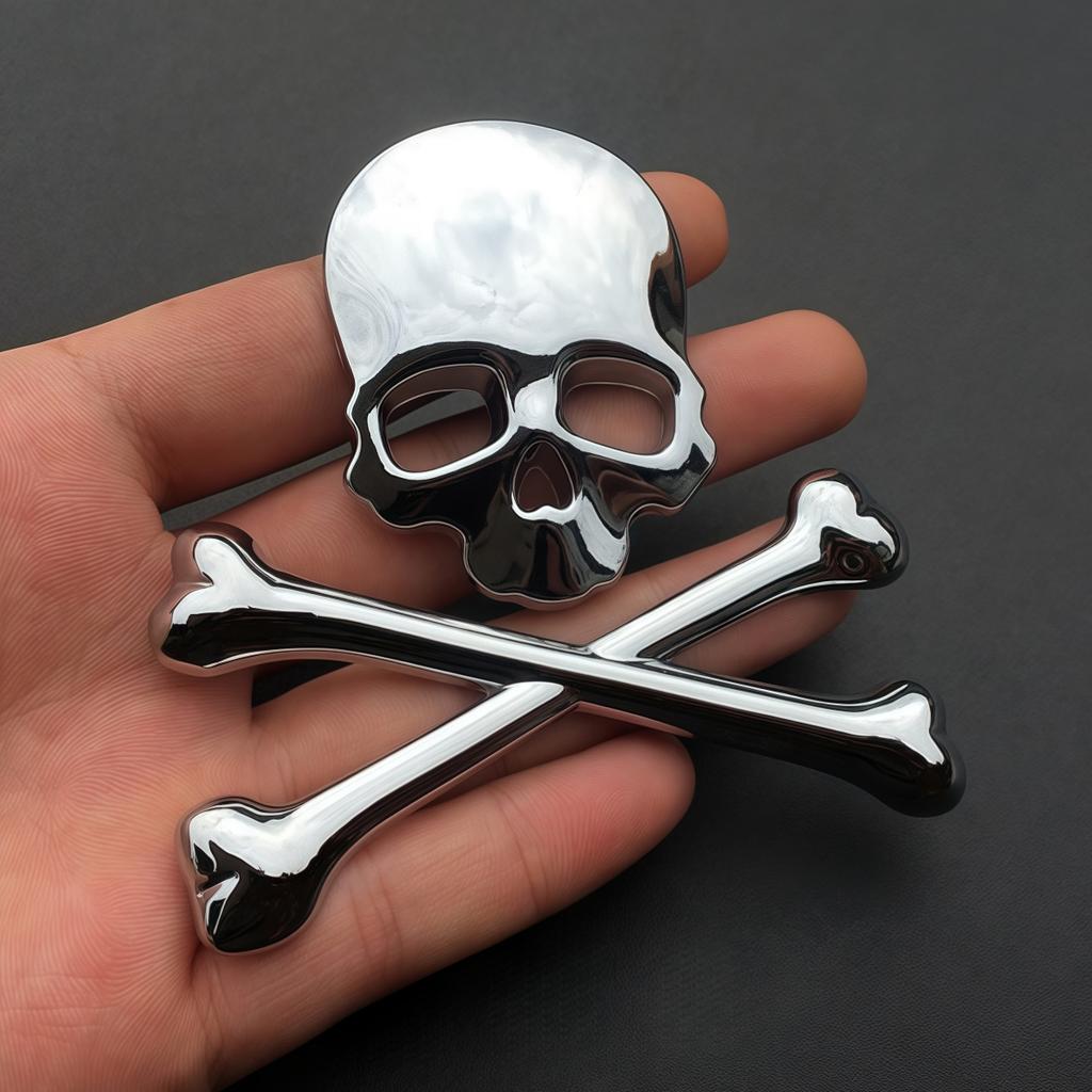 3D Metall Totenkopf Emblem Aufkleber für Autos und Motorräder, Universaltyp, Geeignet für Kotflügel und Hauben, Geeignet für Fahrräder, Cruiser Motorräder,
