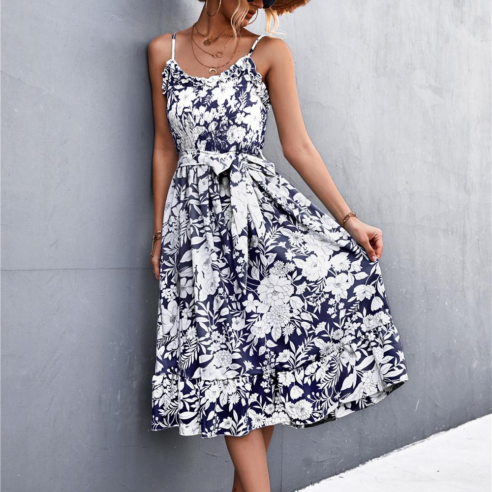 YYFS Damenmode, Sommer, Frühling, einfarbig, ärmellos, U-Ausschnitt, hohe Taille, Freizeitkleider