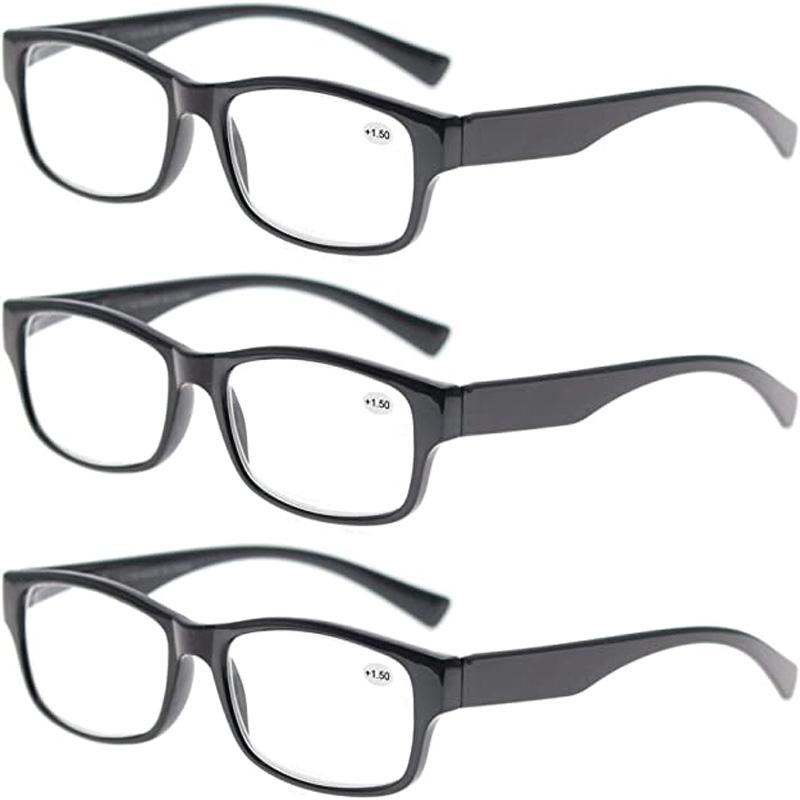 MODFANS 3 Pack Reading Glasses Men,Male Readers Eyeglasses,with Spring Hinges Vintag Square Frame,Good Quality Great Value