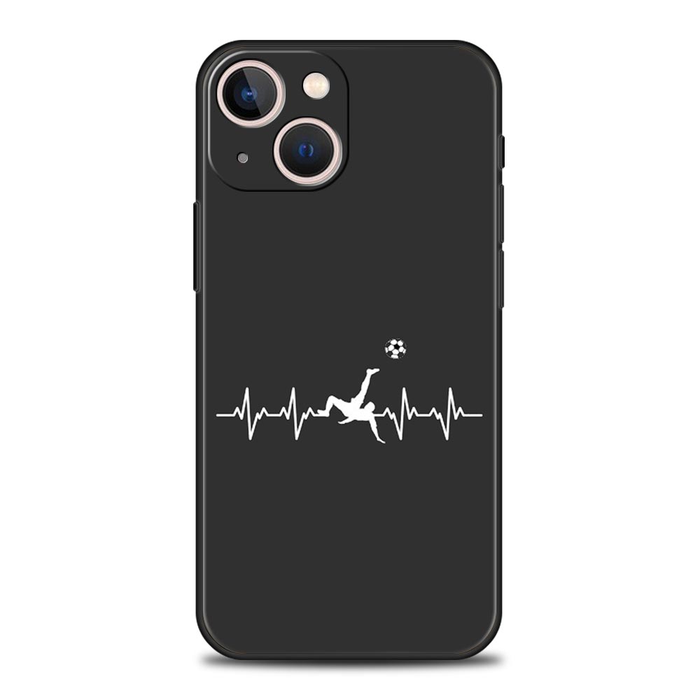 Phone Case For iPhone 17 16e 15 14 13 12 11 Pro Max SE 7 8 Plus Shell iPhone 16 Soft TPU Cover Soccer Heartbeat