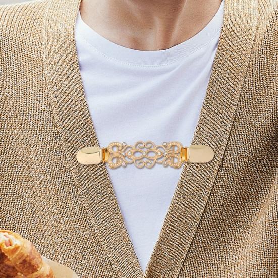 Women Duck Clip Brooch Rhinestone Decor Hollow Out Retro Curved Anti-slip Low-cut Neck Decoration Anti-exposure Brooch Prom Party Clothes Jewelry