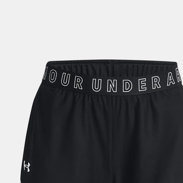 Under Armour Logo Print Embroidered Elastic Waist Casual Shorts Women shorts Black 1373041-001
