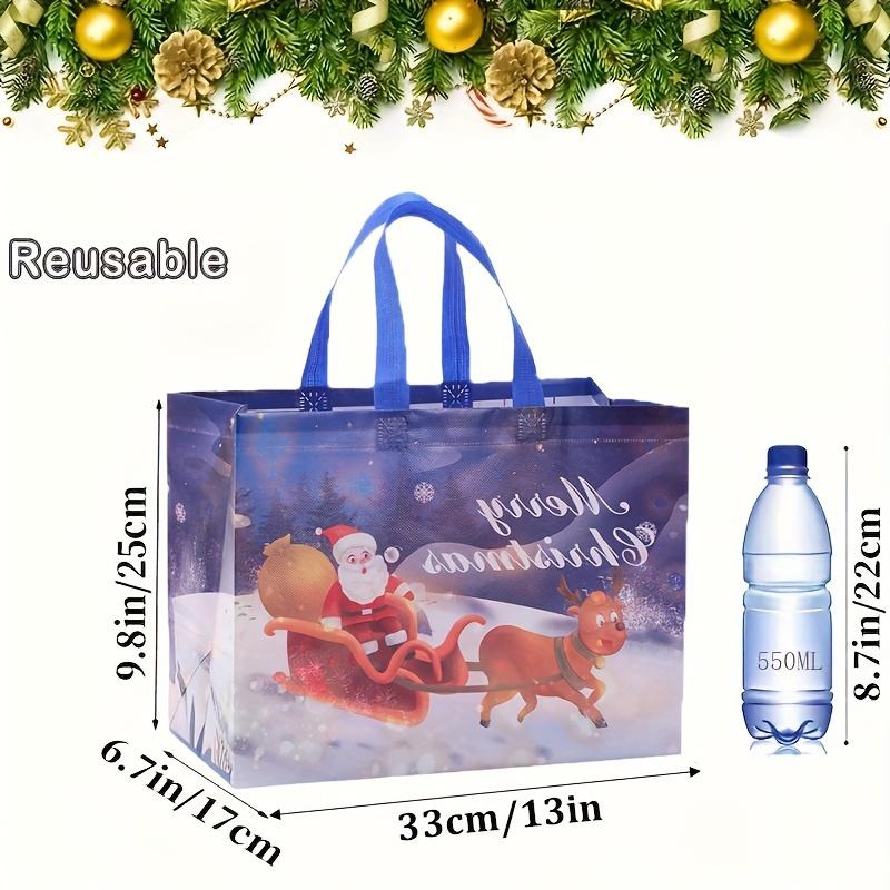 6/12Pcs Multifunctional Non-Woven Christmas Bags for Gifts Wrapping Shopping - Treat Bags with Handles, Xmas Party Supplies