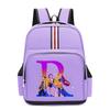 College Style Trend 26 Letter Printing Anime Cartoon Large Capacity Burden Reduction Backpack Casual Student School Bag