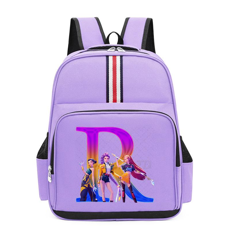 College Style Trend 26 Letter Printing Anime Cartoon Large Capacity Burden Reduction Backpack Casual Student School Bag