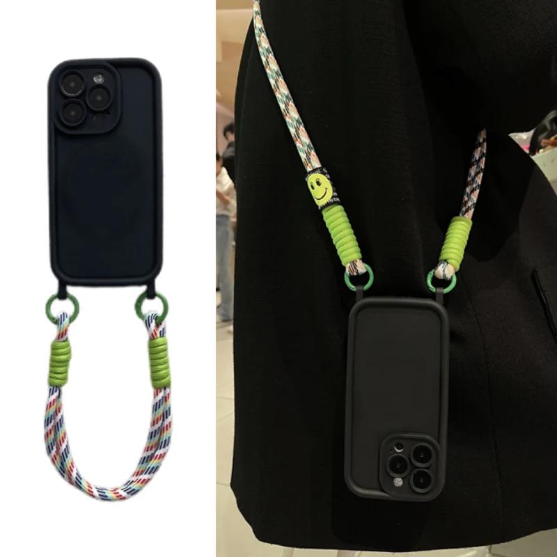 Crossbody Necklace Strap Lanyard Fall protection Phone Case For iPhone 15 16 14 12 11 13 Pro Max XR XS Soft Cover