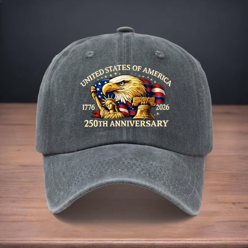 

Baseball Cap Featuring Designs Commemorating The 250Th Anniversary Of The United State,Curved Brim Duckbill Cap 1Pc Washed Vintage Adjustable