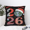 Pillow Case Happy New Year 2026 Disco Ball Santa Hat Soft  Pillow Cover For Living Room Sofa Novelty Pillowcases