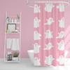 36x72 Inch Halloween Shower Curtain Cute Funny Phantom White Pink Bath Set Contemporary Cartoon Festival Bathroom Sets for Children Waterproof