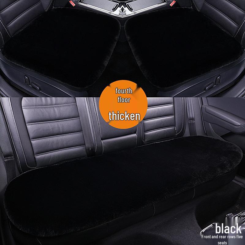 Universal Plush Car Seat Cushion Set - Faux Rabbit Fur, Short Hair, Winter Comfort for Rear Seats