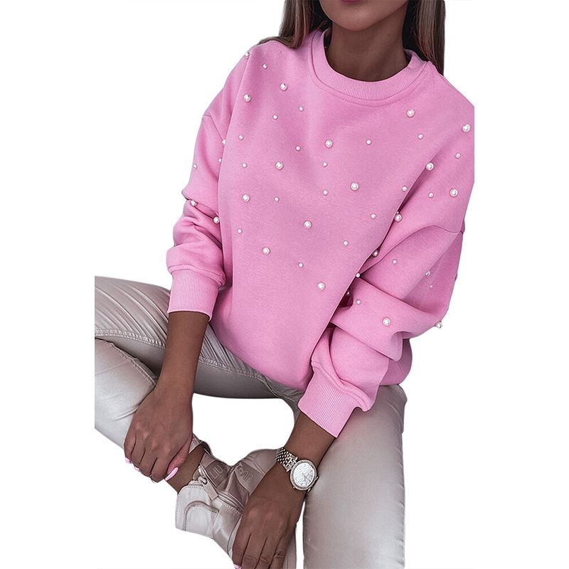 Fashion Stylish European and American Pearls Long Sleeve Pullover Hoodie