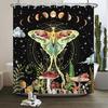 Moth Shower Curtain Moon Phase Butterfly Mushroom Psychedelic Tarot Gothic Shower Curtain for Bathroom Waterproof Bath Curtain