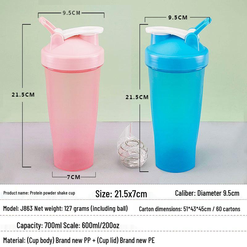 

600ml Leak-Proof Shaker Bottle with Logo for Fitness – Sports Water Cup, Measuring Cup, Milkshake, Protein Mixer. Purple